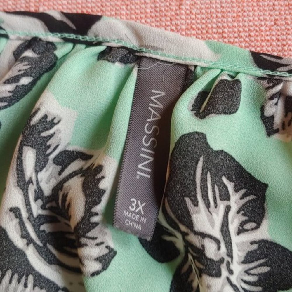 Massini Floral Mint Peasant Blouse - Picture 5 of 6